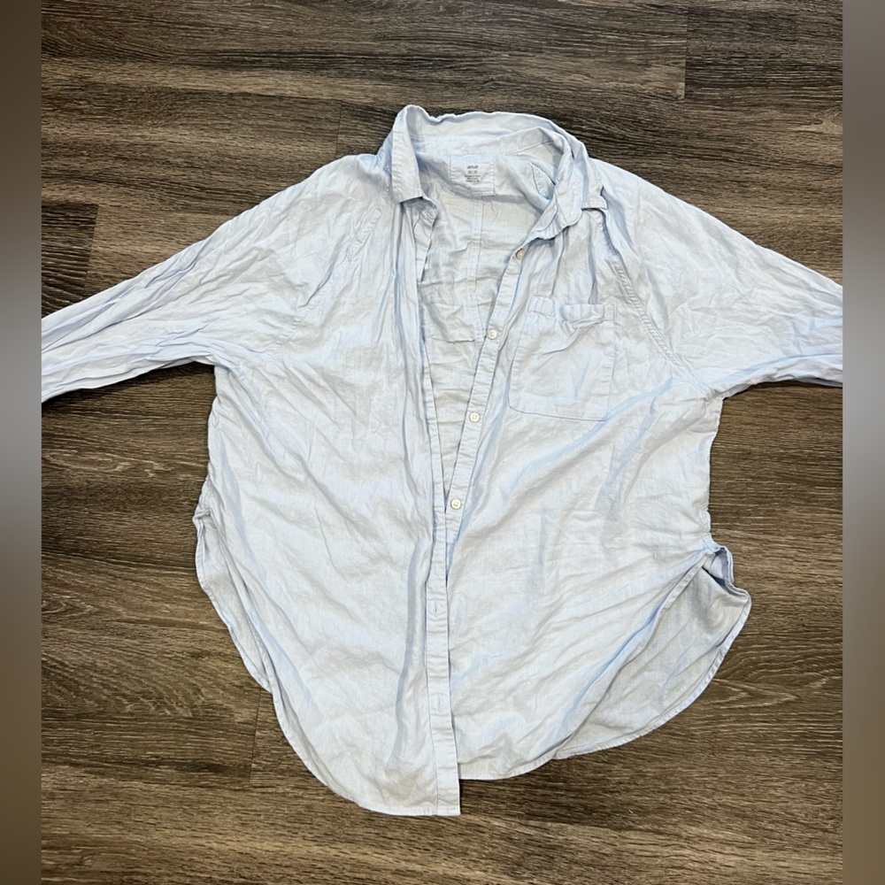 Aerie Light Blue Linen Top
